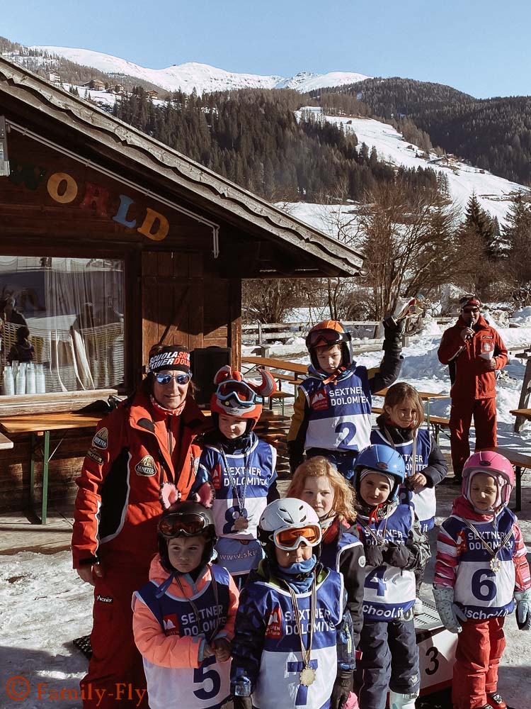 Skischule Sexten Wettrennen Siegerehrung